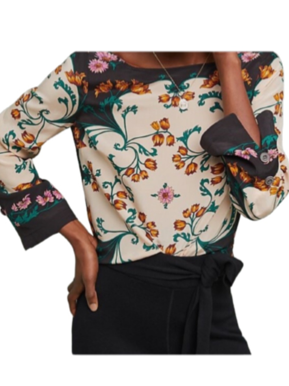Maeve by Anthropologie Florence Silk Floral Blouse Size 8 Bohemian